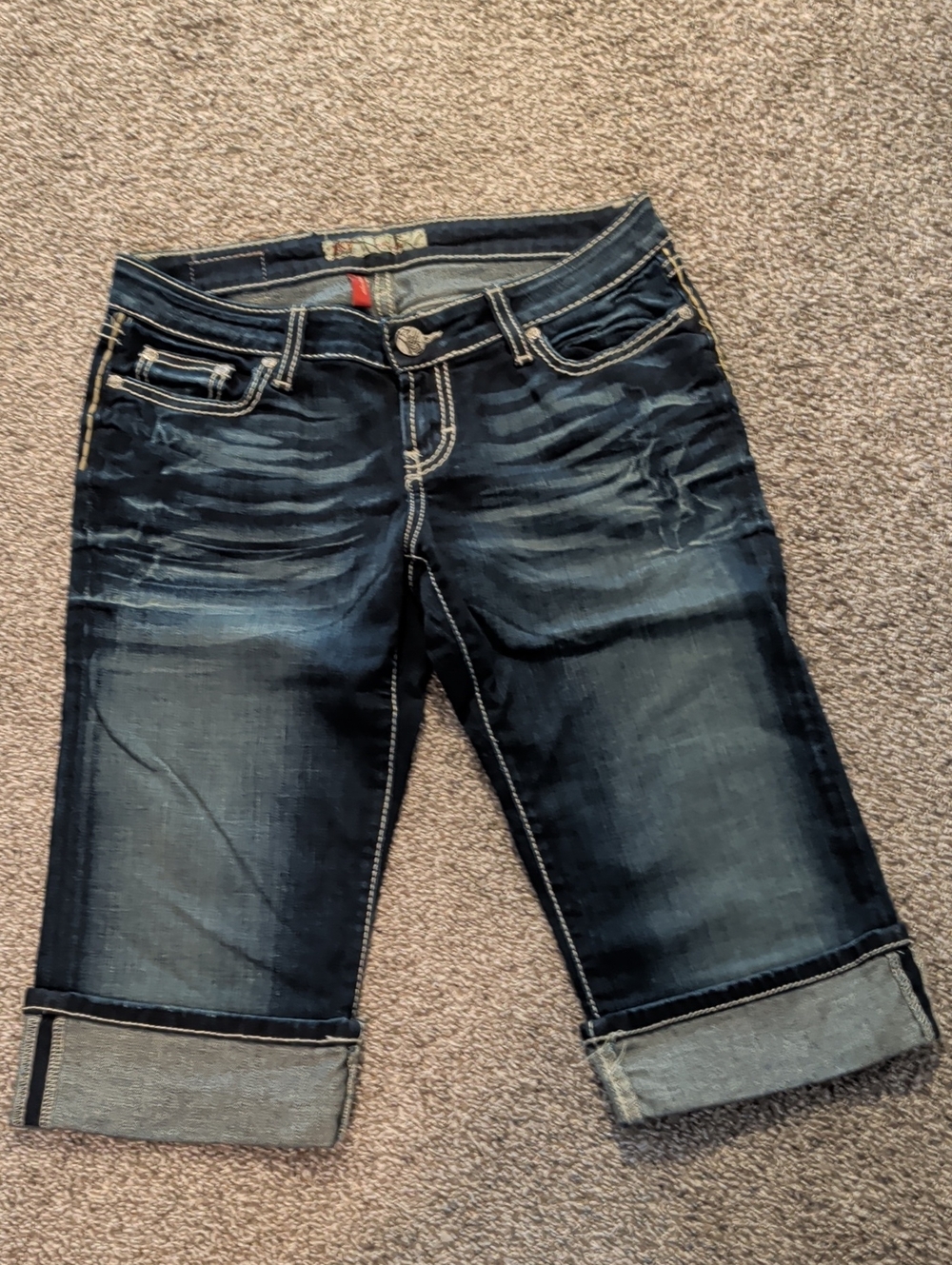 BKE Stella Dark Blue Cropped Denim Capris